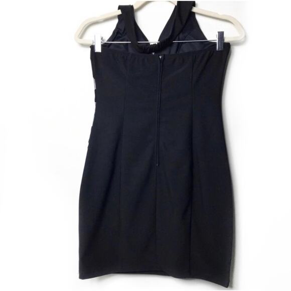 Crystal Doll Y2K Black Halter Plunge Bodycon Dress M - Picture 6 of 8